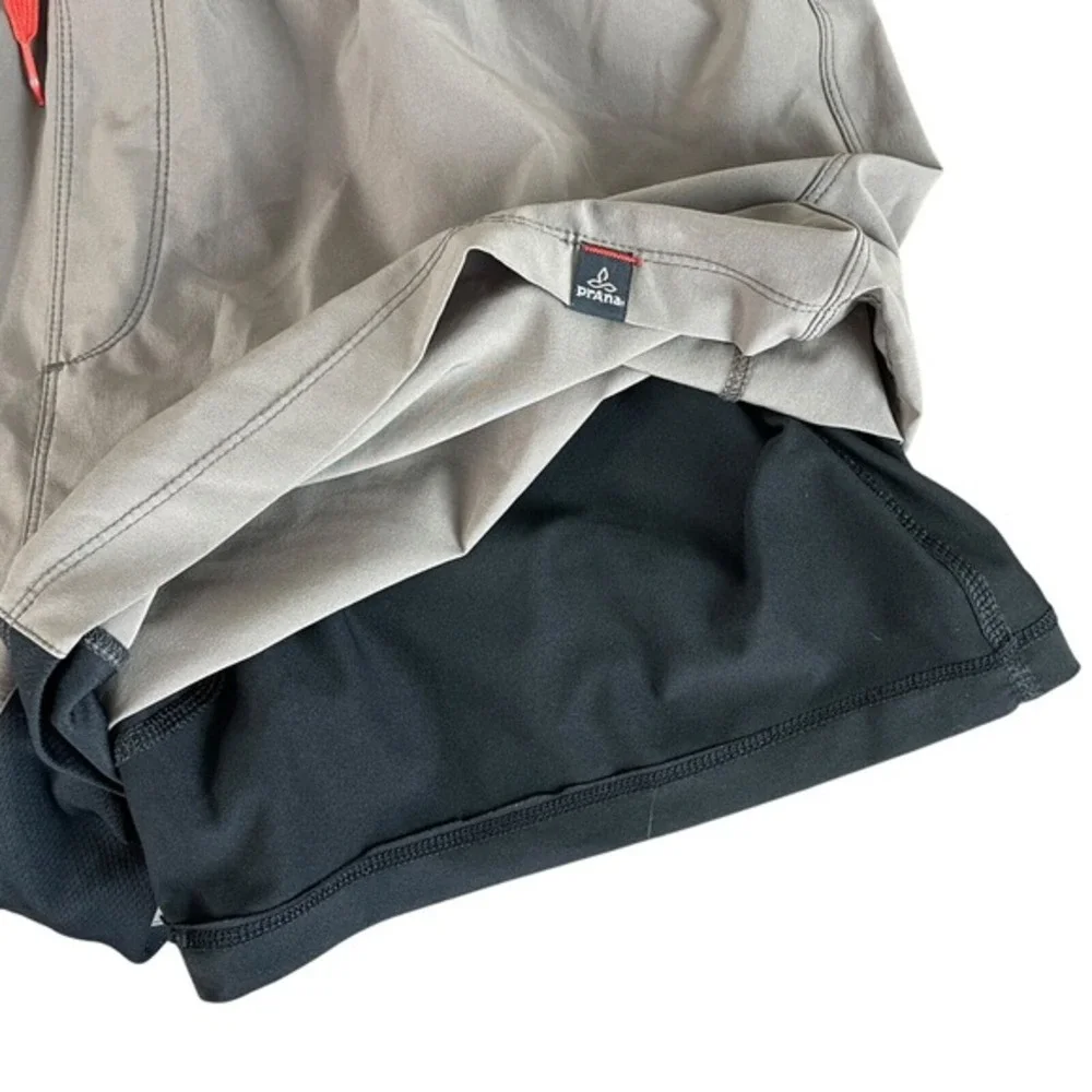 Prana Mens Flex Lined Athletic Shorts XL‎ Brown Stretch Elastic Waist Pockets